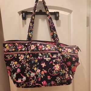 Vera Bradley Black Floral Tote Nwt